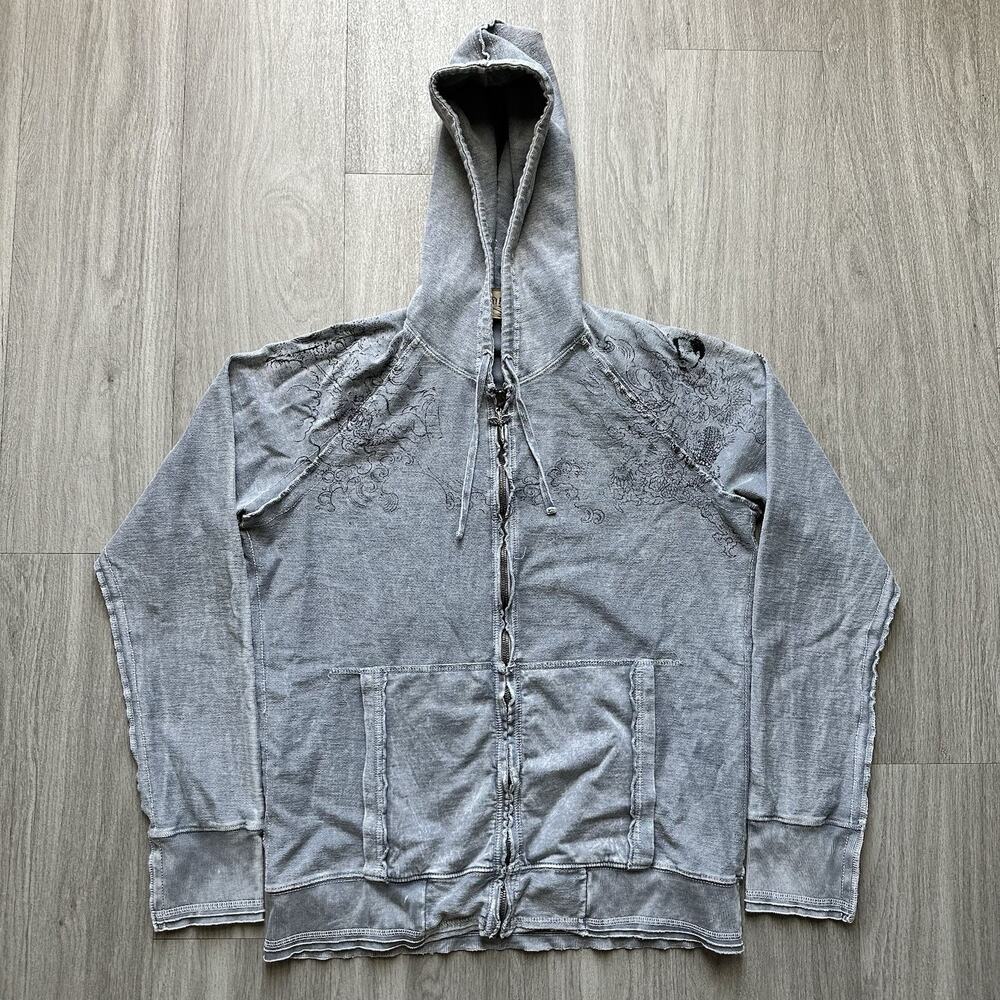 Vintage Salvage Clothing Brand Hoodie Zipup Distressed Size XL